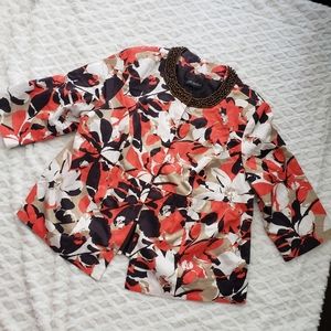 Lane Bryant Floral Print Pea Coat Blazer